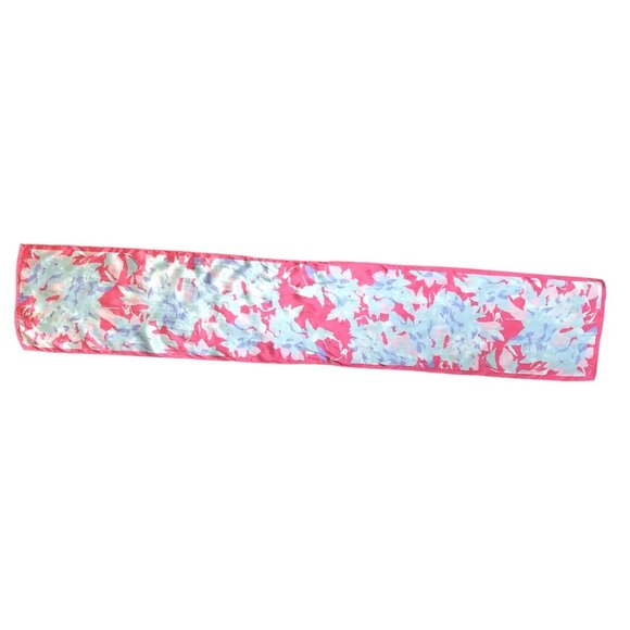 Vintage Novelty Floral Print Pink Vibrant Head Scarf - Picture 2 of 6